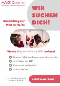 Sie sehen einen Flyer für eine Ausbildungsstelle als MFA